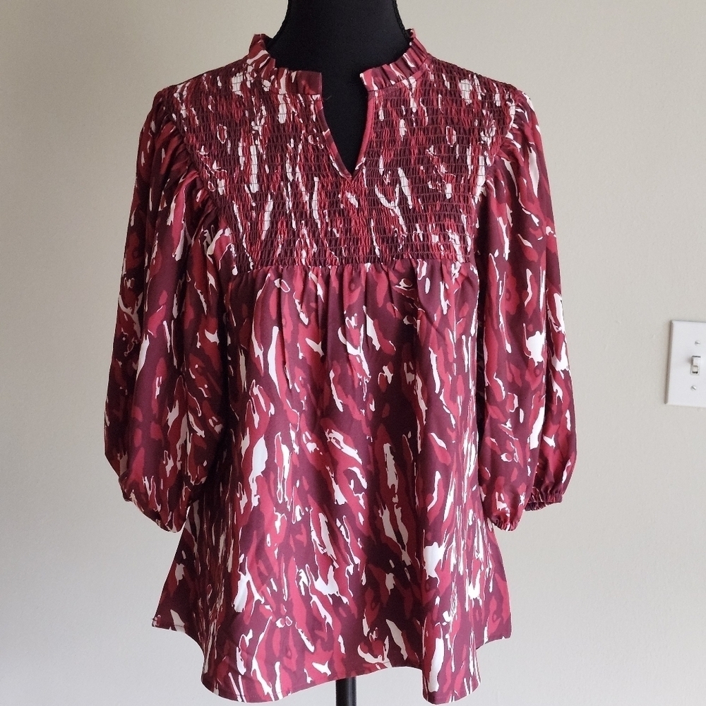Michelle Mcdowell Maroon and White Women's Top